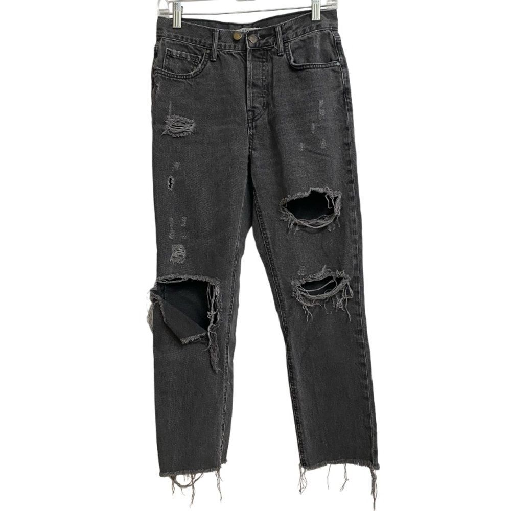 Forever 21 Women's High Waist Mom Jeans 25 Faded Black Ripped Grunge Goth Y2K